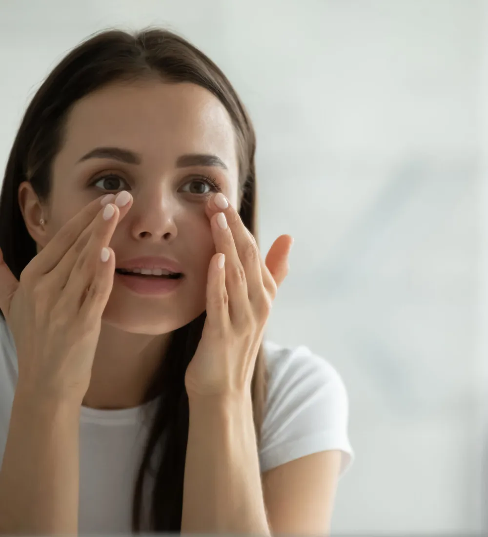 Under-eye hollowing and shadowing
