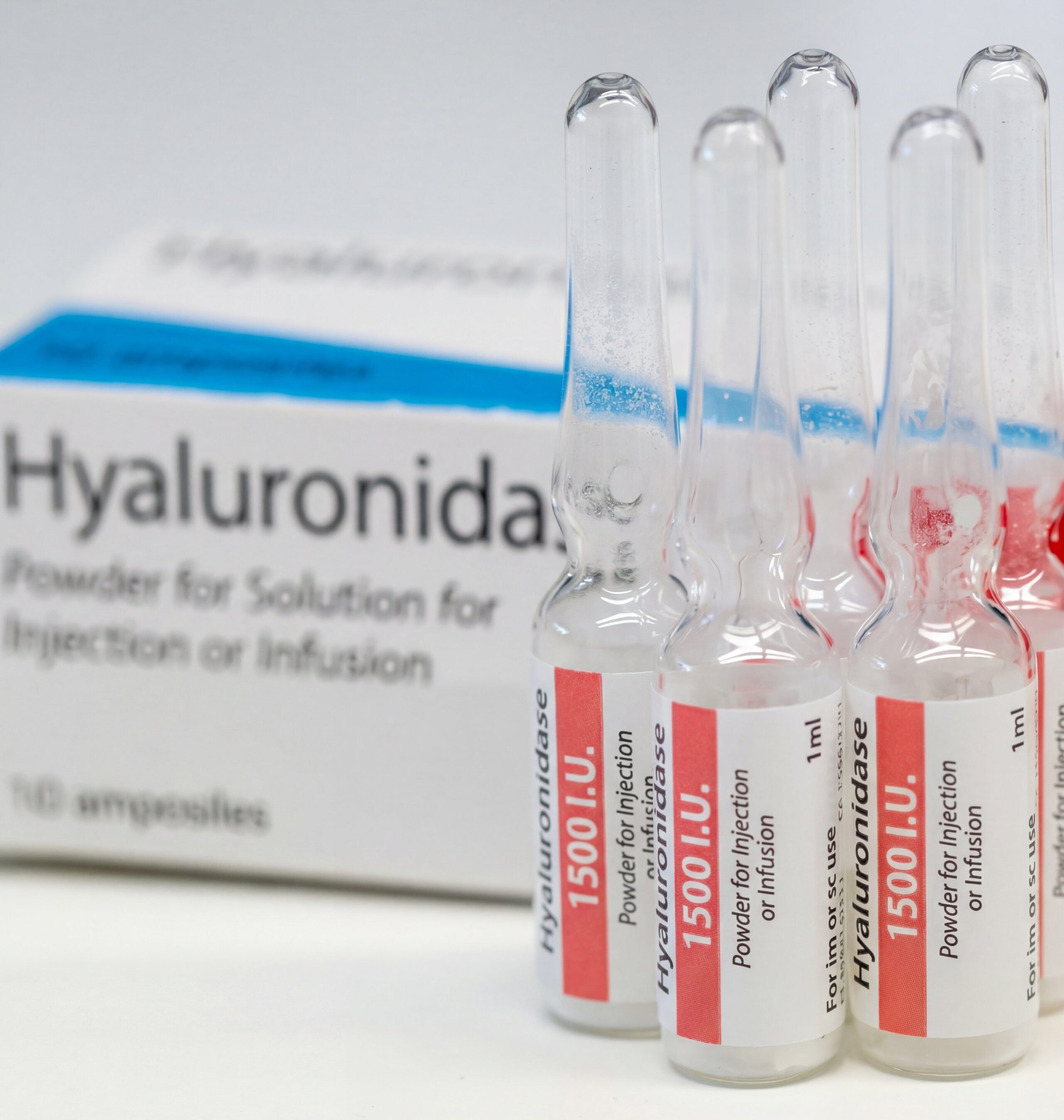 Hyaluronidase ampoules used to dissolve hyaluronic acid dermal filler