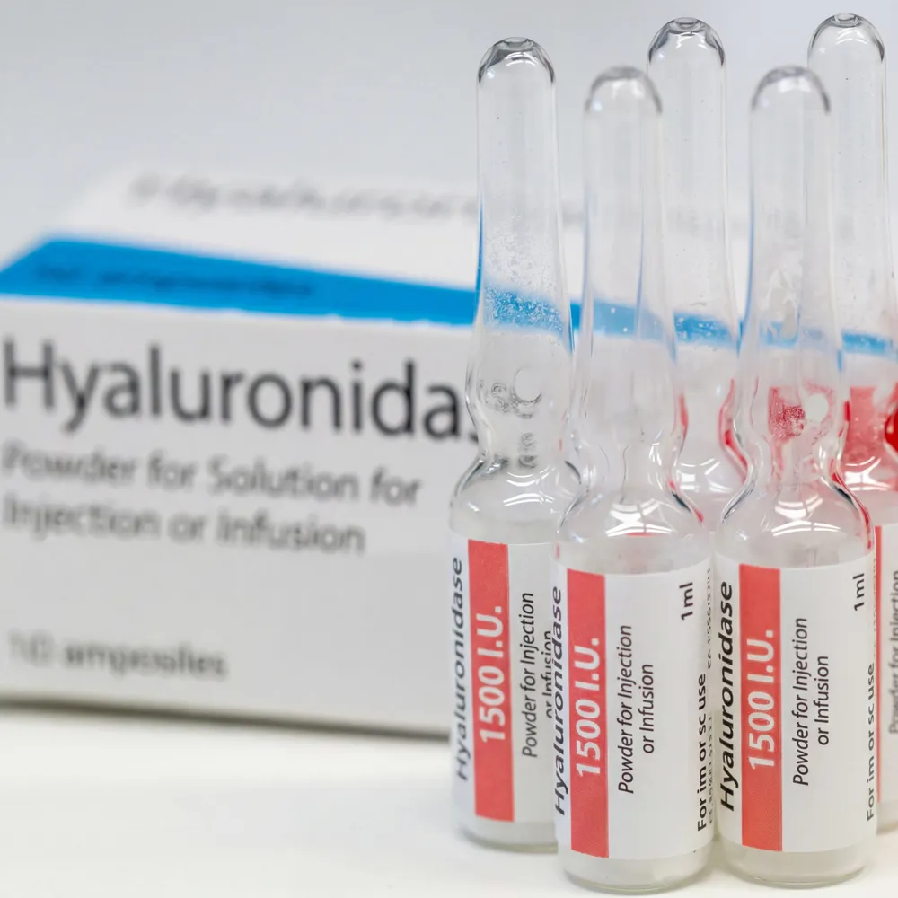 Hyaluronidase ampoules used to dissolve hyaluronic acid dermal filler