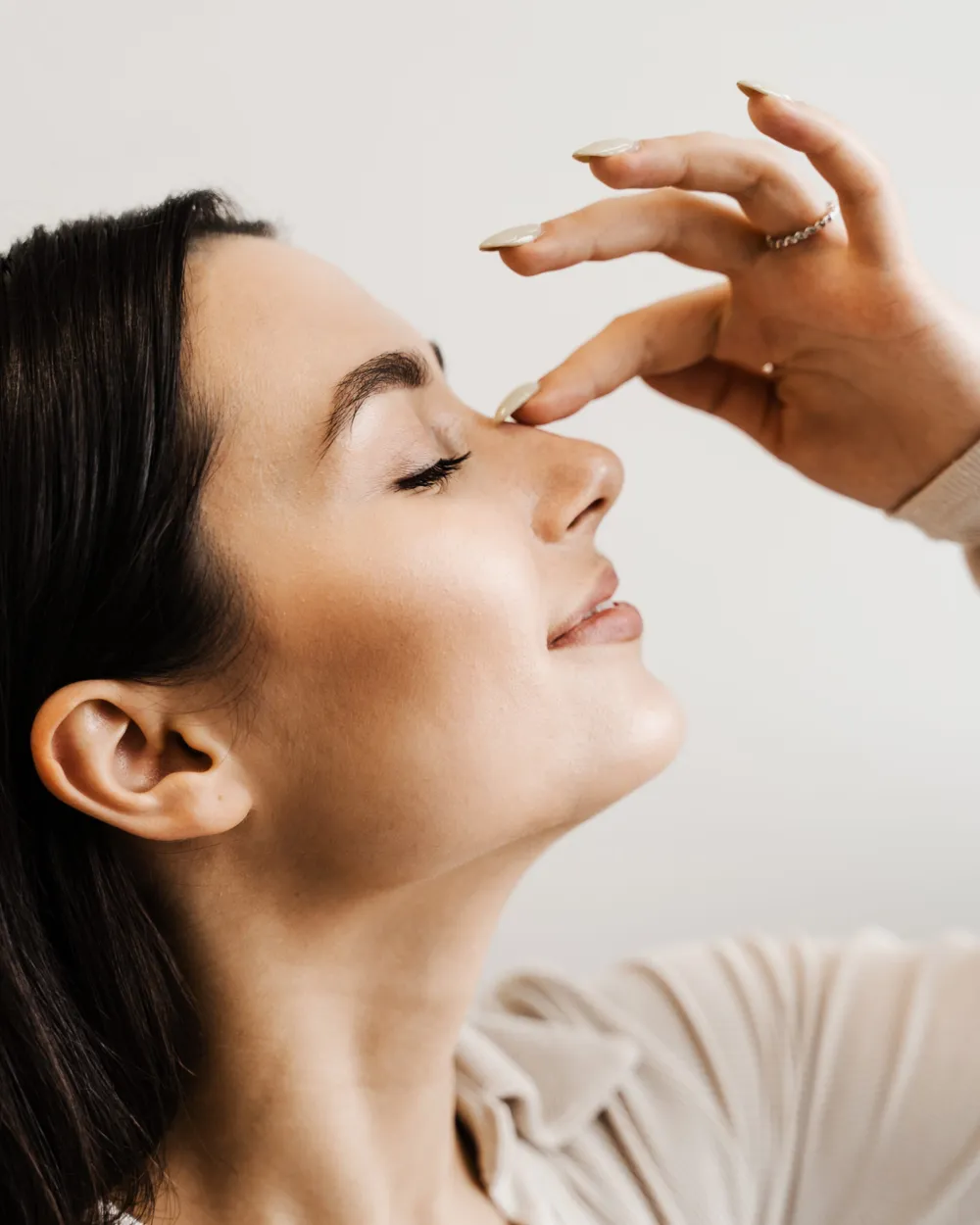 Non-surgical rhinoplasty assessment before treatment at Dr Paul Elgey, Marylebone