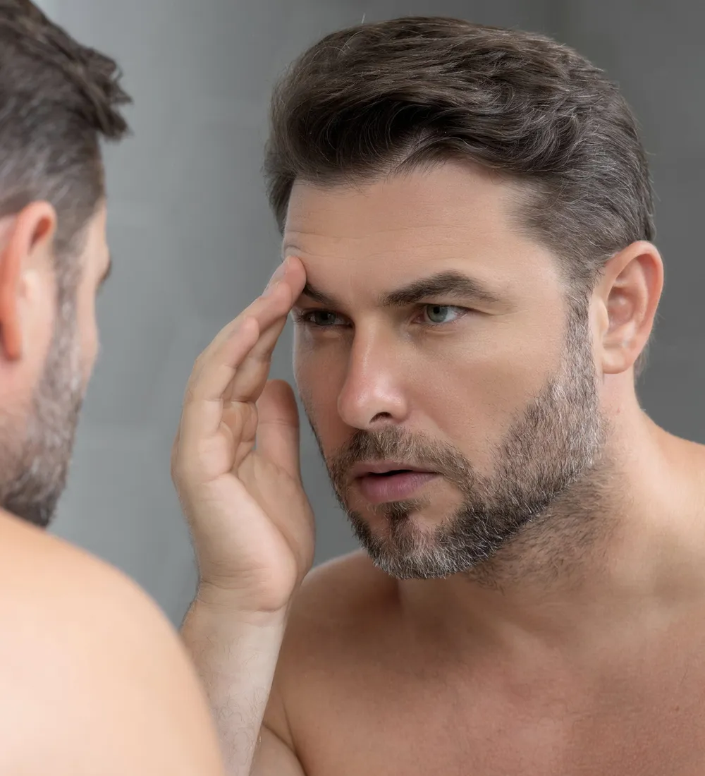 Temple and forehead contour examined before dermal filler