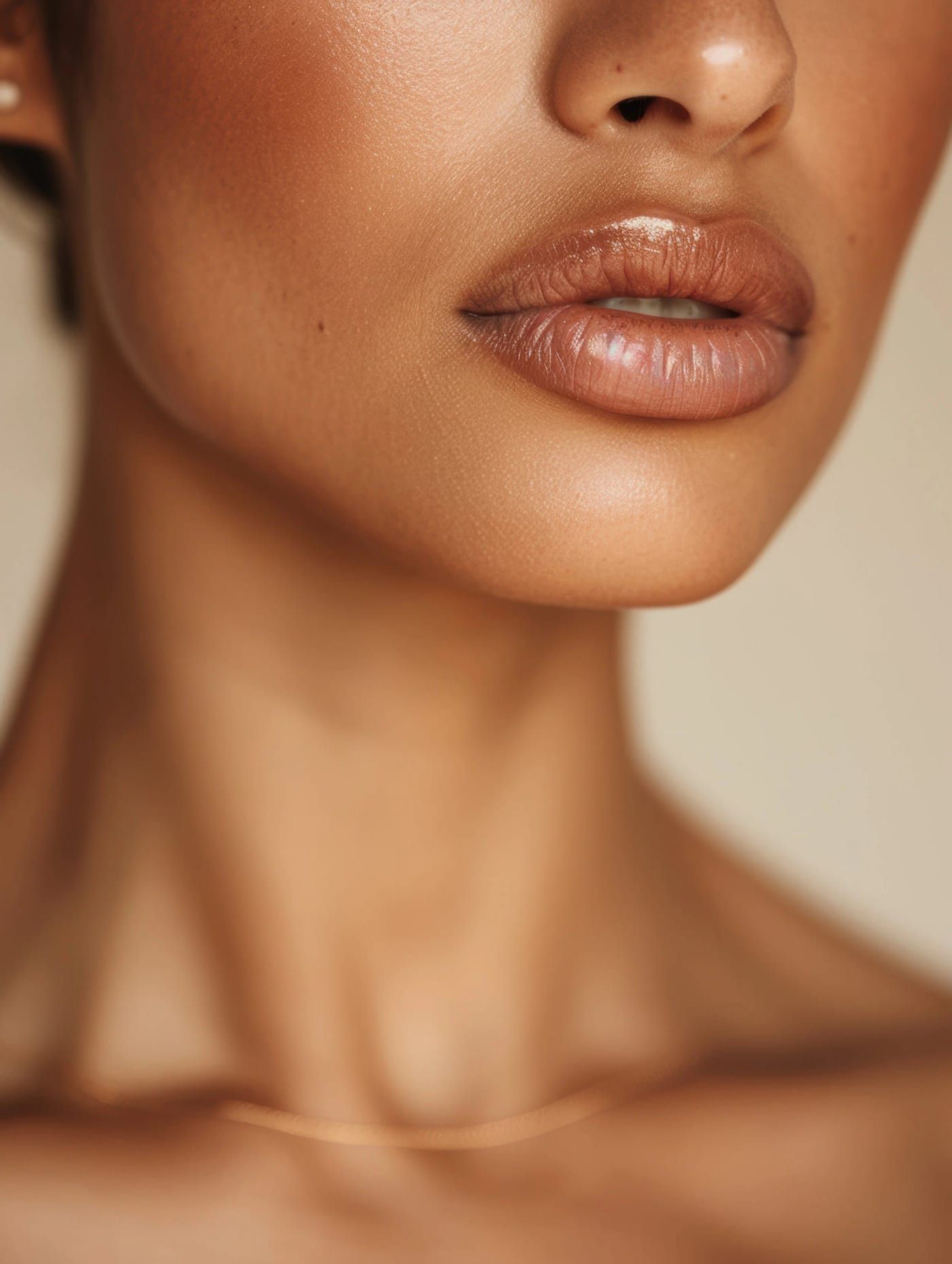 Profile view of a jawline and neck