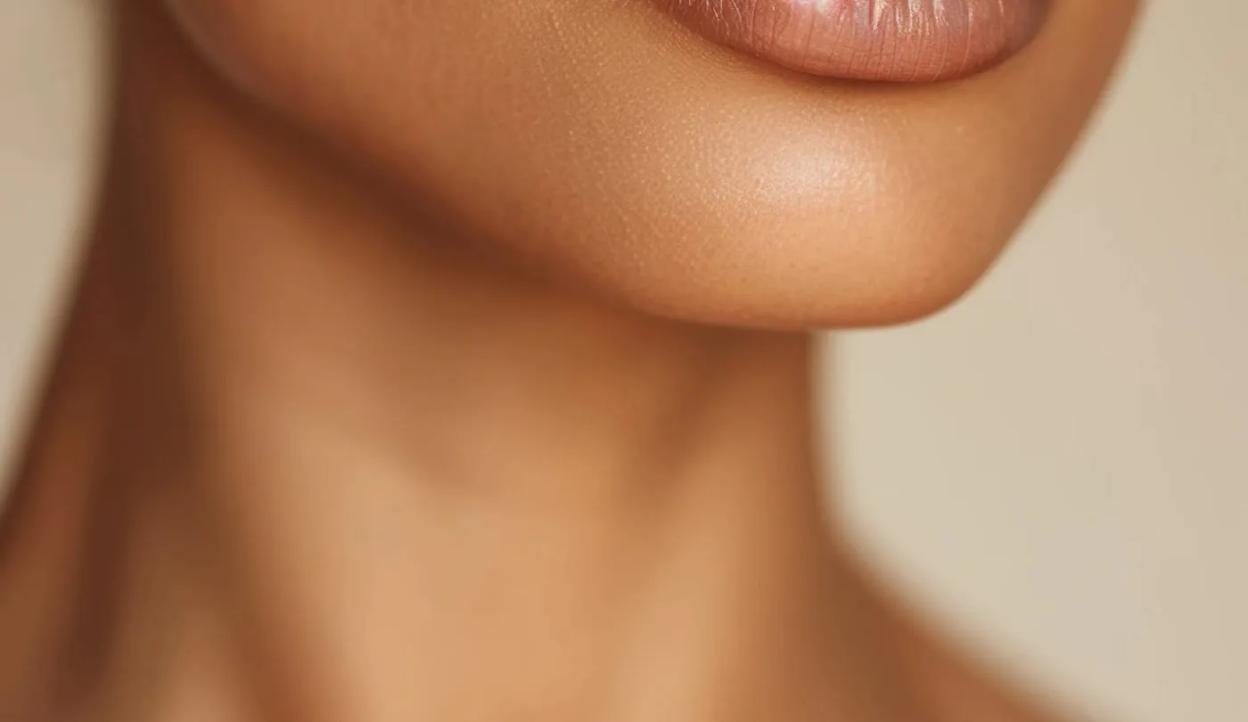 Profile view of a jawline and neck