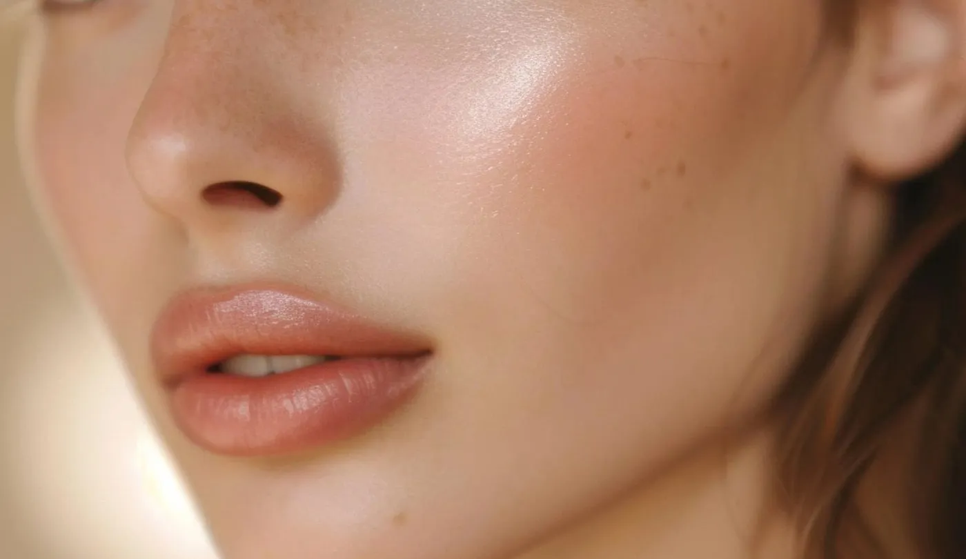 Close view of hydrated, even-toned skin