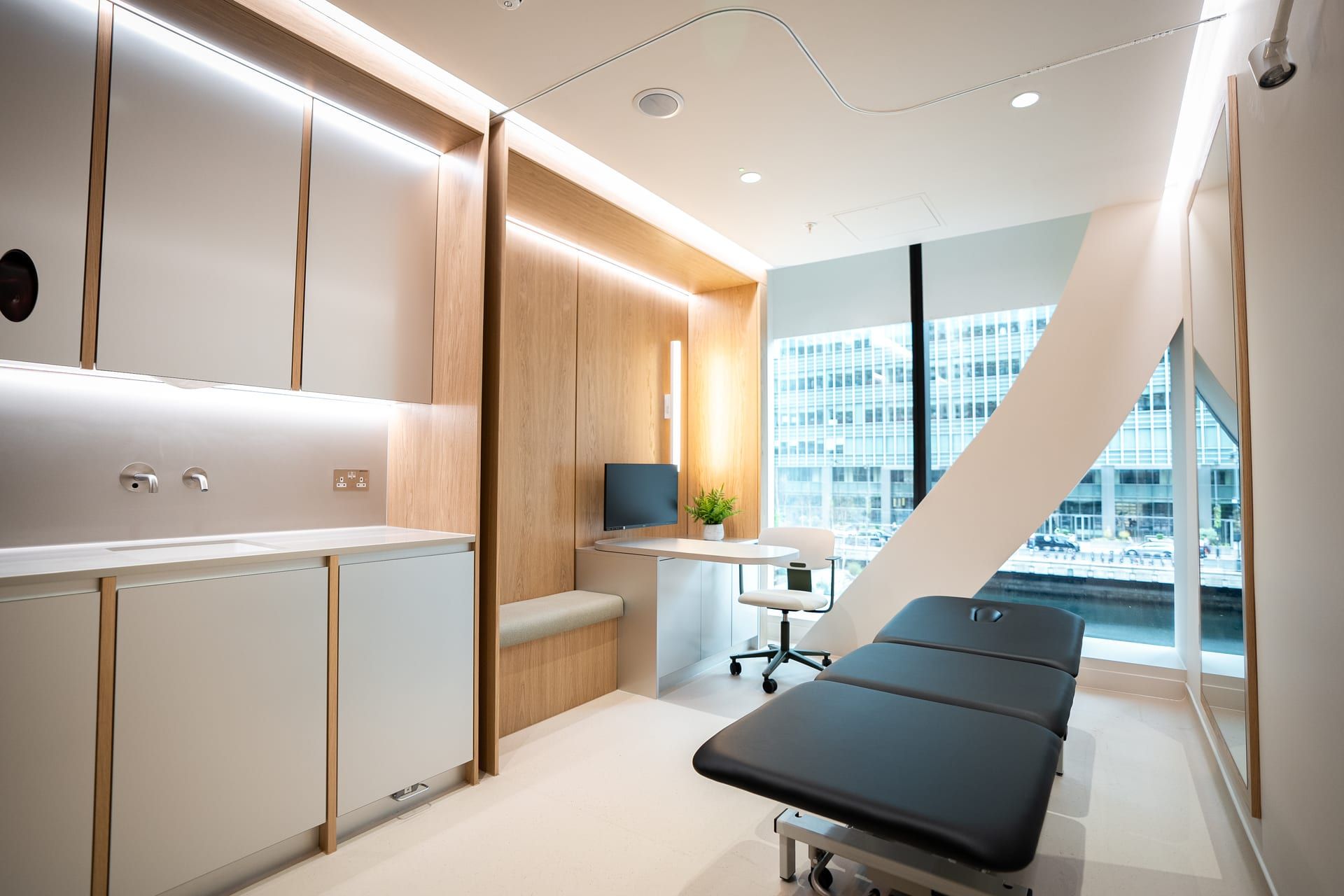 Treatment room at Kaizen Physiotherapy & Performance, Canary Wharf clinic inside UNTIL