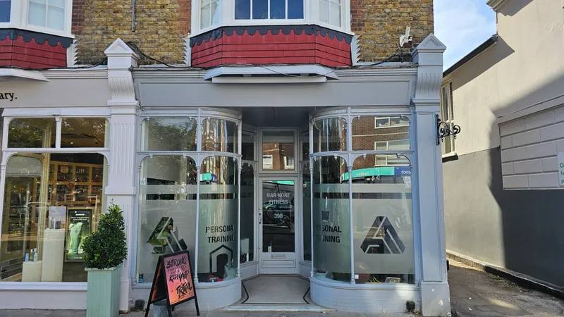 The entrance to Bar None Fitness at 39B High Street Wimbledon, where Kaizen Physiotherapy & Performance runs its Wimbledon Village clinic