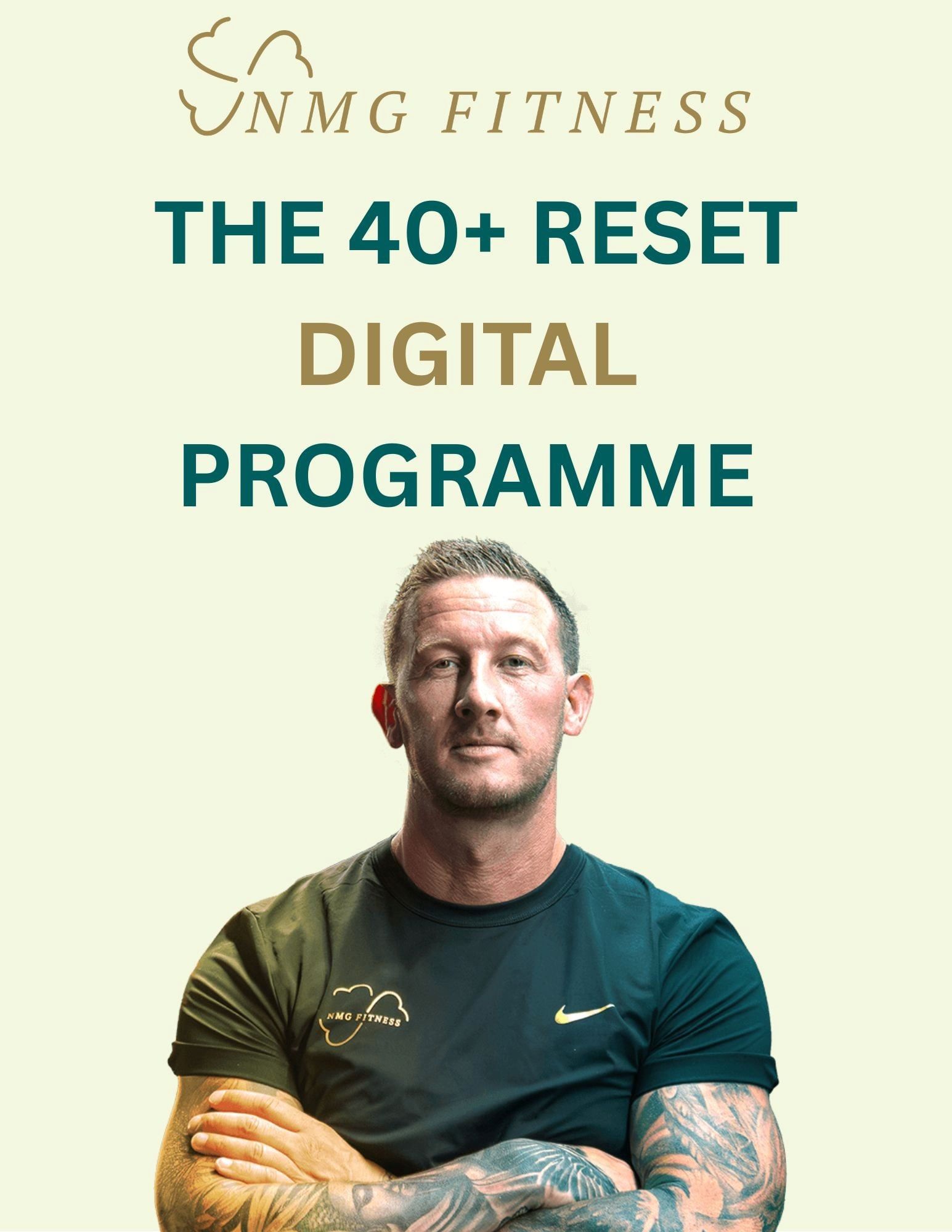 Front cover of the 40+ Reset Digital Programme, showing Neil McGuigan and the NMG Fitness wordmark