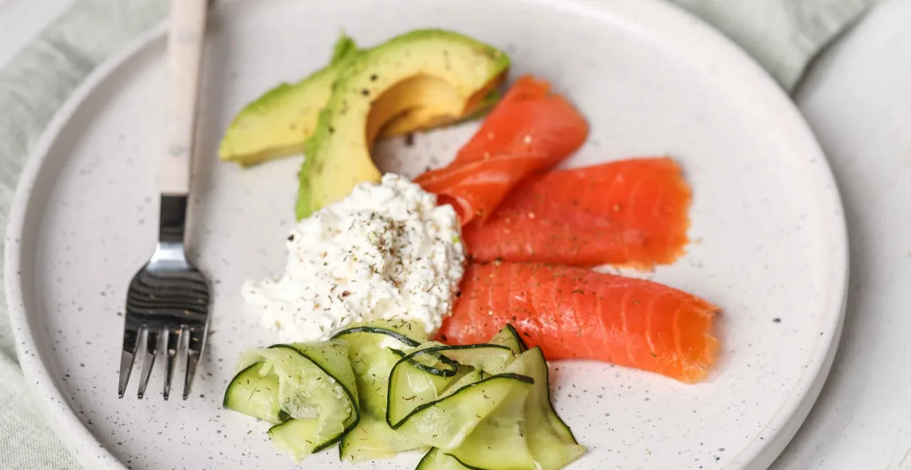 High-protein salmon breakfast platter — protein intake after 40