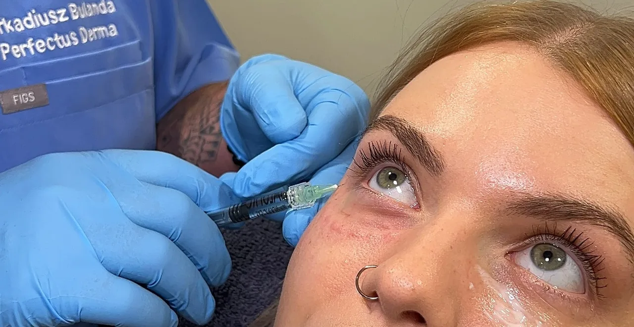 Aesthetic Nurse Practitioner treating the under-eye area with an injectable skin-quality treatment at Perfectus Derma Aesthetics, UNTIL Soho