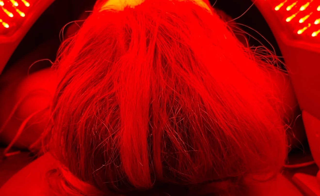 Patient receiving red LED light therapy at Perfectus Derma Aesthetics, UNTIL Soho