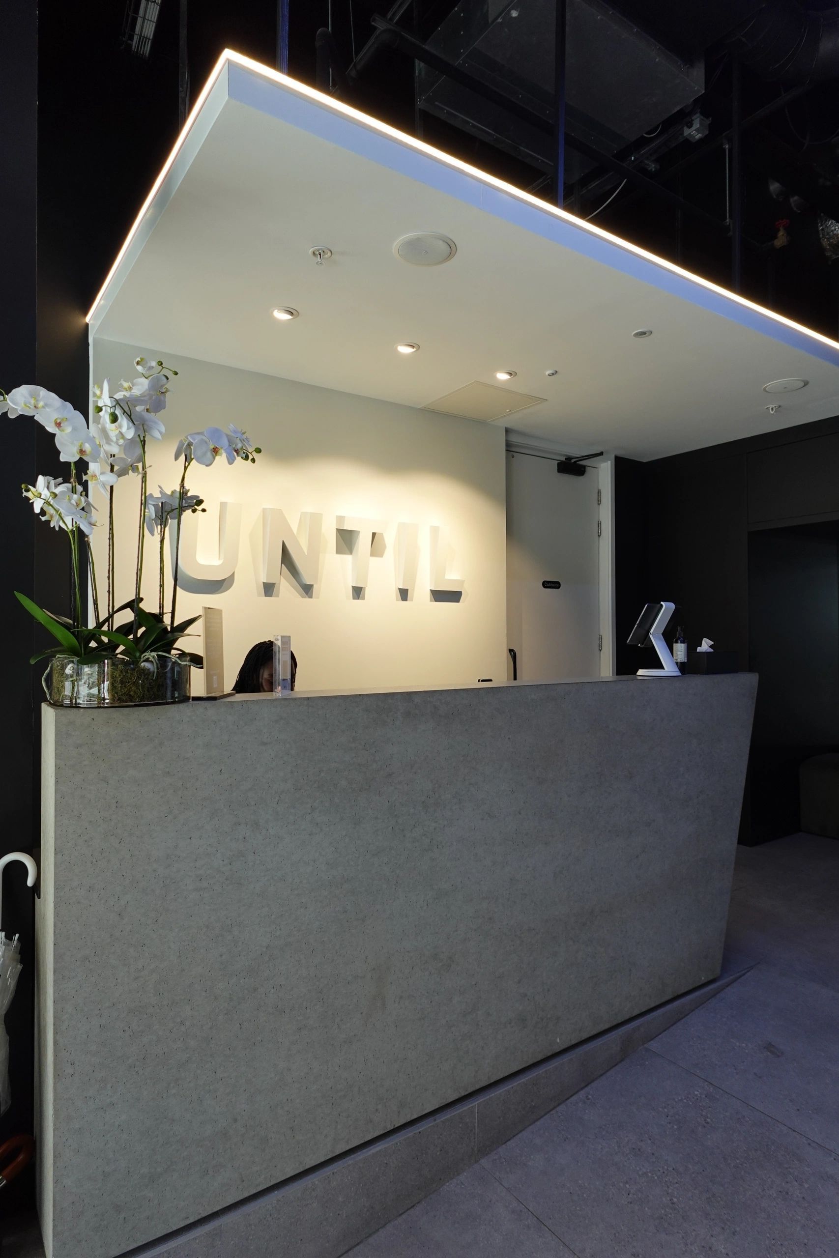 The reception at UNTIL Soho, home of Perfectus Derma Aesthetics' nurse-led clinic