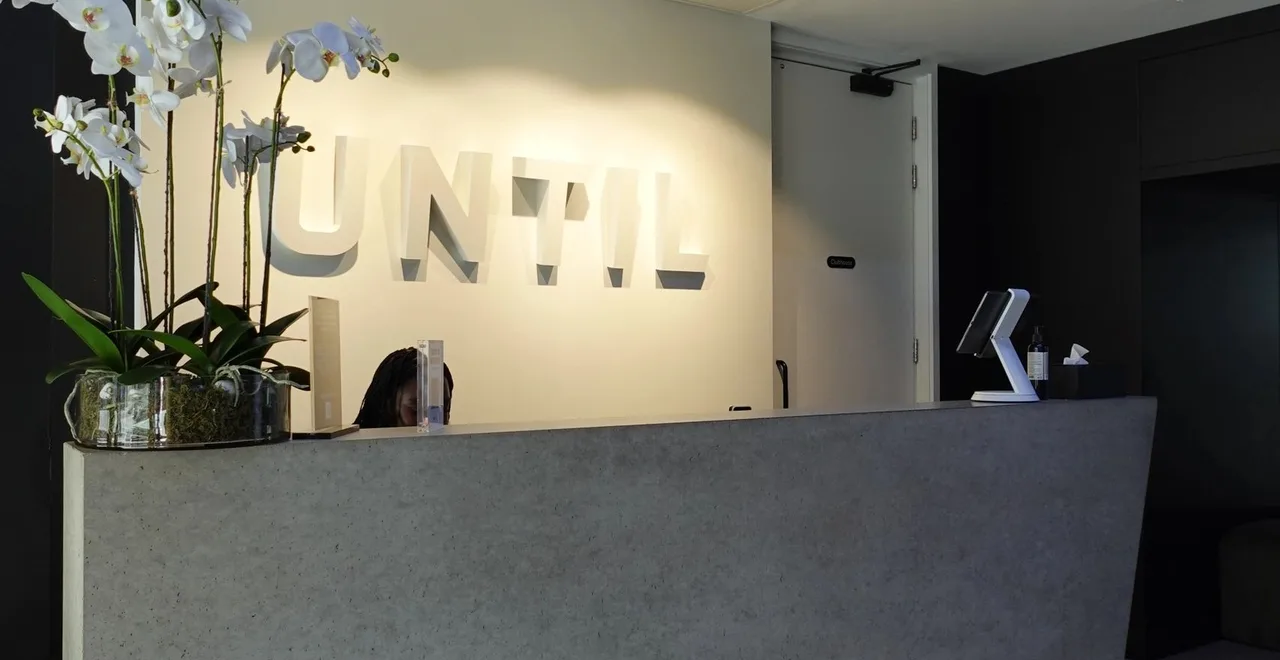 The reception at UNTIL Soho, home of Perfectus Derma Aesthetics' nurse-led clinic