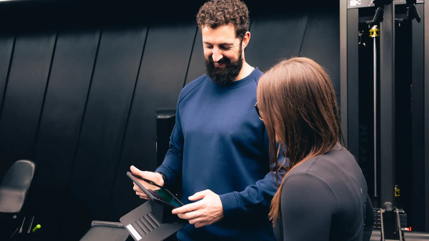Matt Alexander going through assessment results with a client at UNTIL Liverpool Street