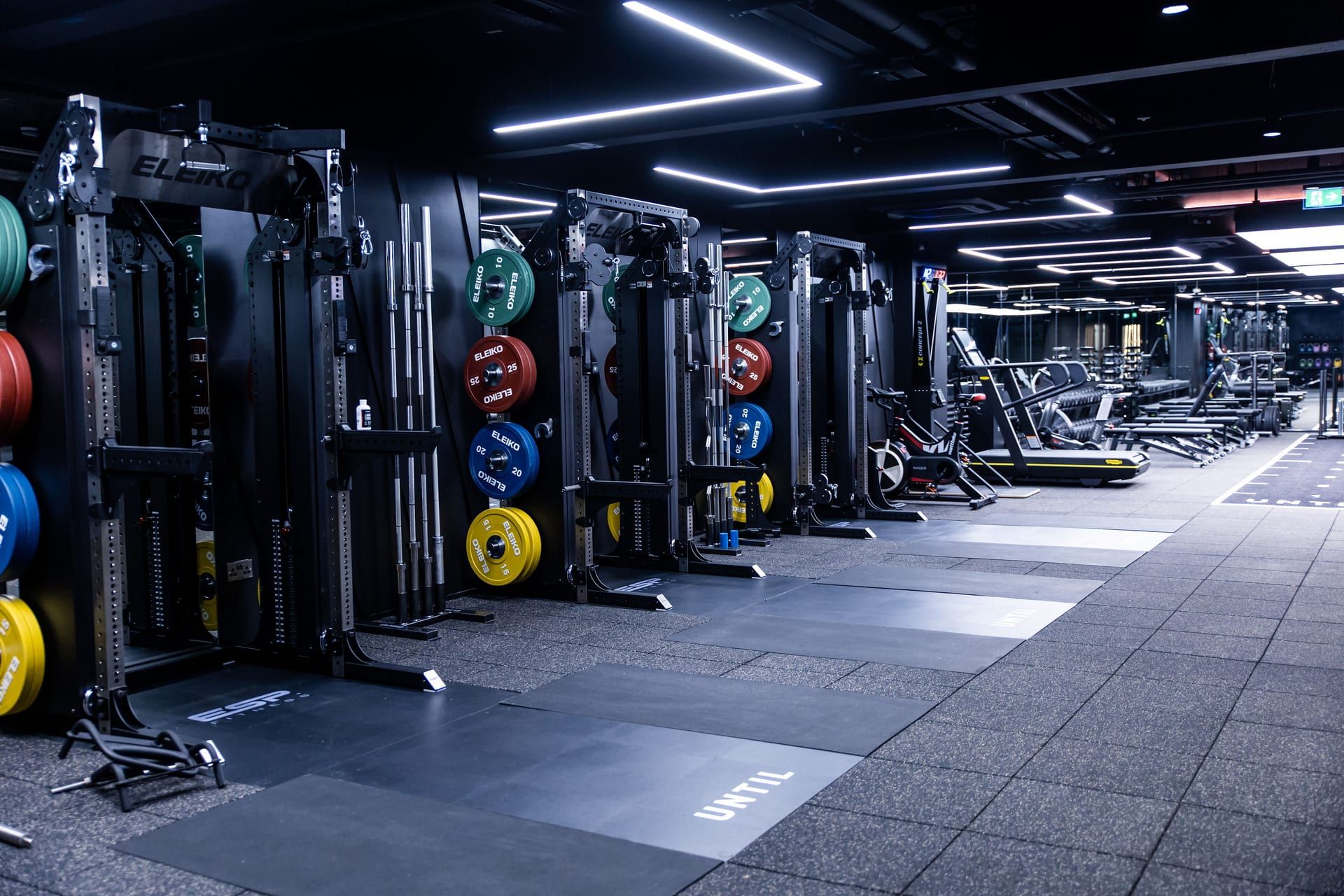 Eleiko squat racks and weight plates at UNTIL Liverpool Street